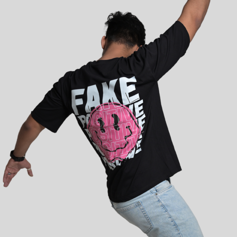 Fake Positive Black Oversized Men's T-Shirt