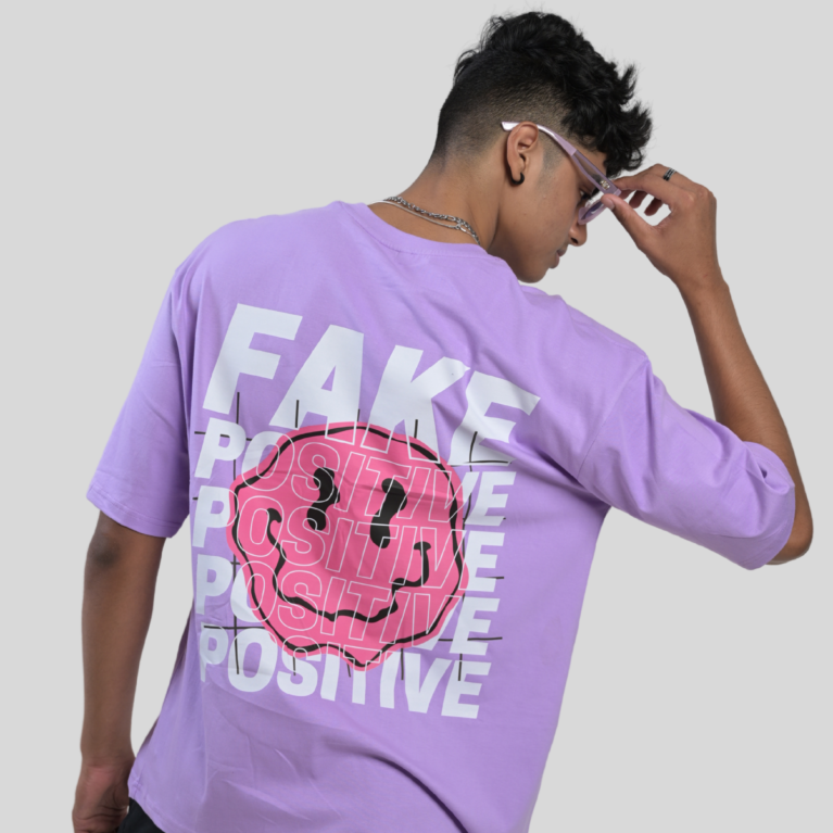 Fake Positive Lilac Oversized Men's T-Shirt