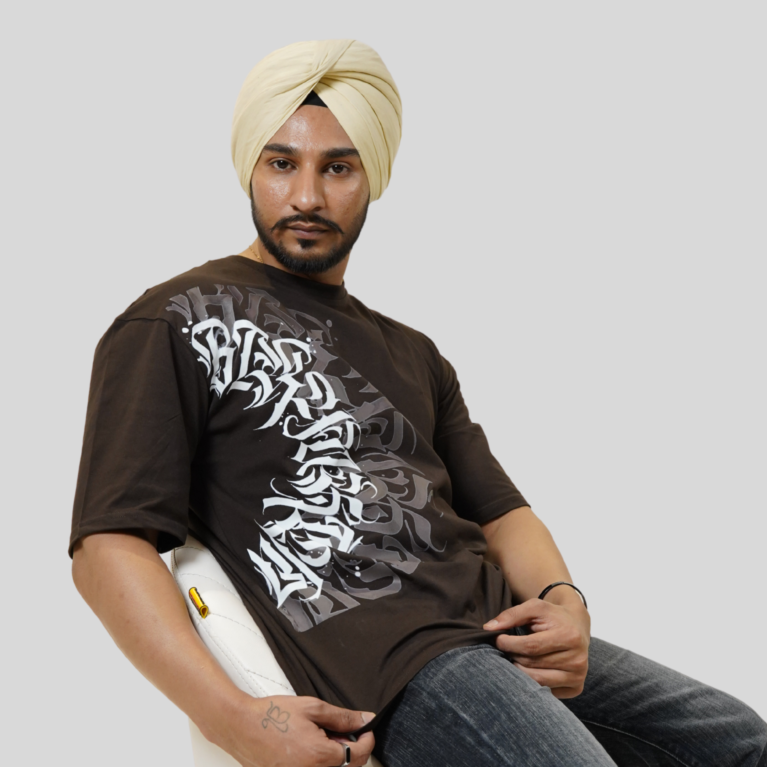 Arabic Chocolate Brown Oversized Mens T-Shirt
