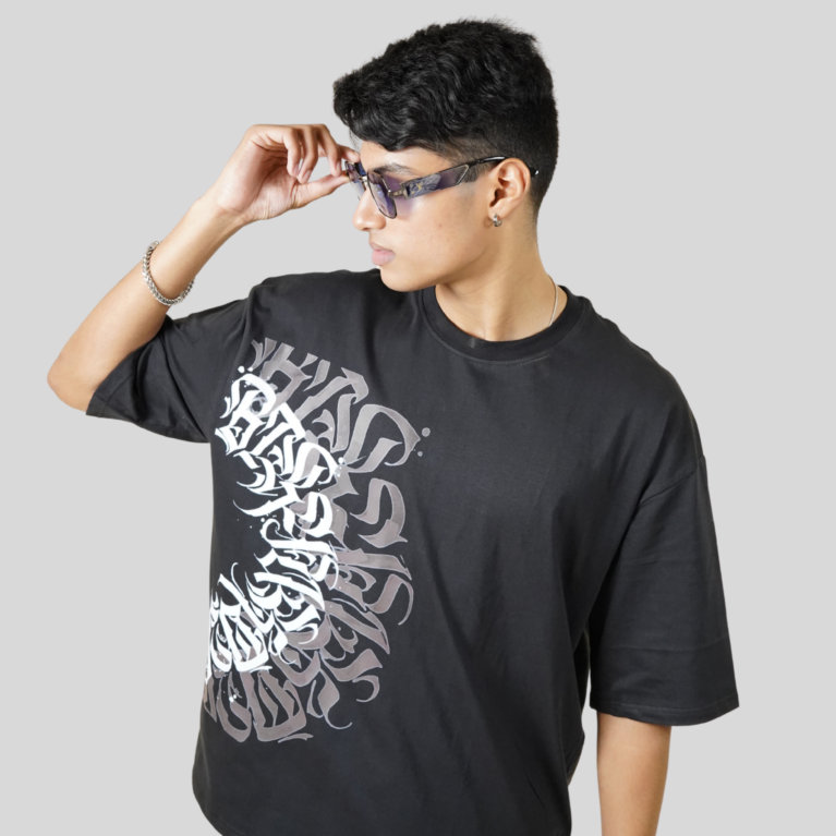 Arabic Black Oversized Mens T-Shirt
