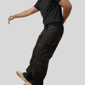 Mens Relaxed Fit Black Cargo Pants
