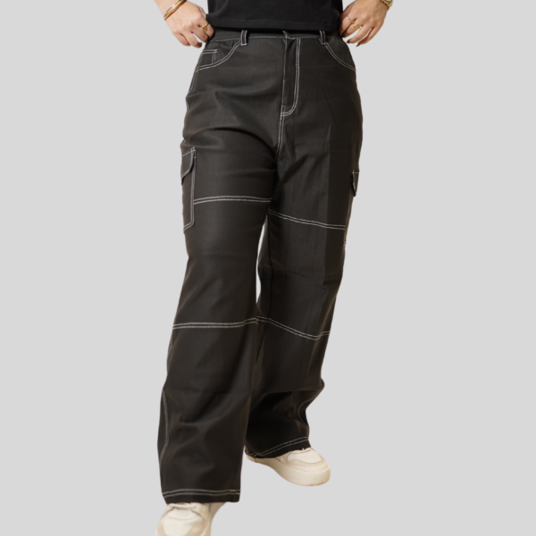 Two Chads  Womens Relaxed Fit Black Cargo Pants