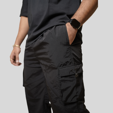 Mens Relaxed Fit Parachute Cargo Pants