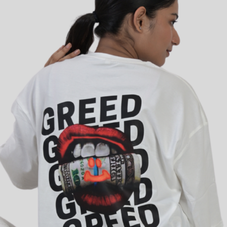 GREED White Overisized Women's T-Shirt