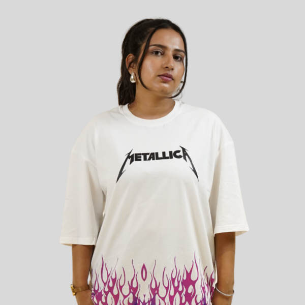 Metallica White Oversized Womens T-Shirt