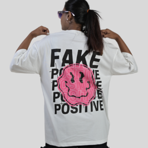 Fake Positive White Oversized Women's T-Shirt