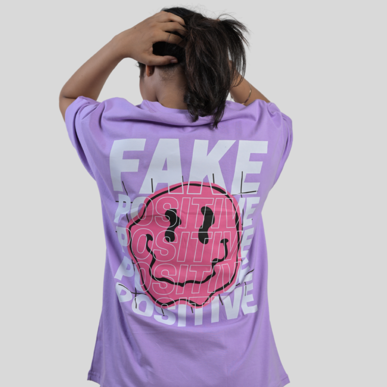 Fake Positive Lilac Overisized Women's T-Shirt
